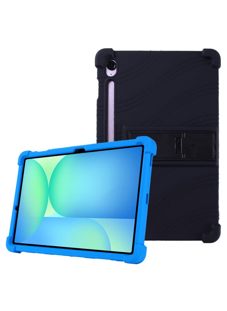 جراب سيليكون مع حامل وغطاء حماية متين لجهاز Samsung Galaxy Tab S10 FE+ - أسود - Image 1